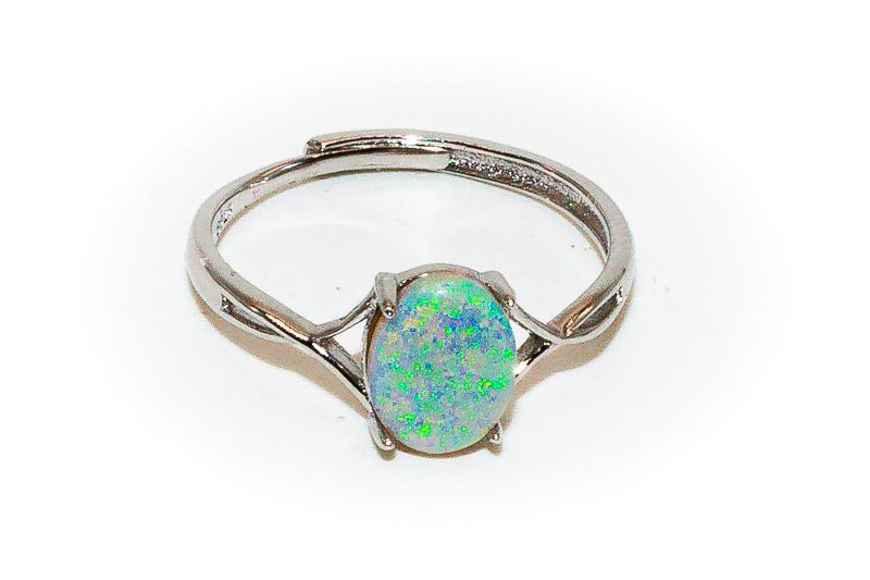 Bague De Fiançailles Luxe Argent Vieilli Avec Opale Blanche Carrée - Style Turquoise, Alliage, Pour Femme, Cadeau Anniversaire/mariage